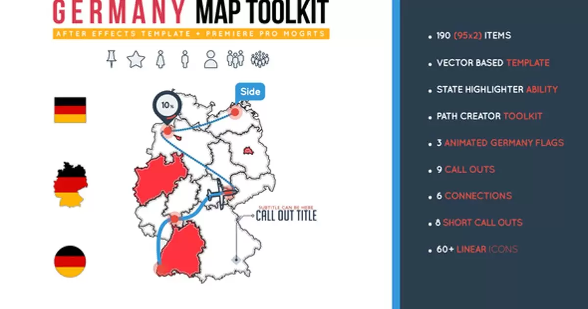 缩略图德国地图工具包AE视频模版Germany Map Toolkit