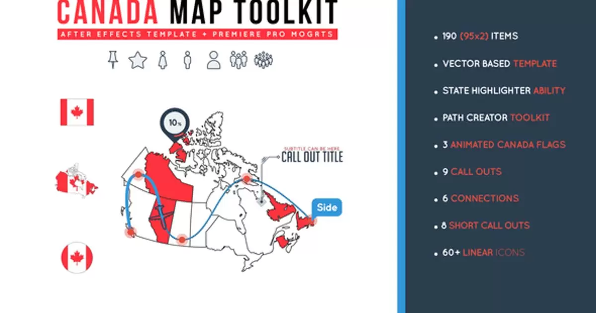 加拿大地图工具包AE视频模版Canada Map Toolkit