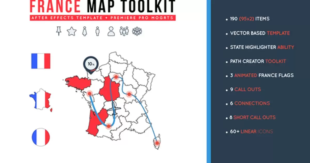 法国地图工具包AE视频模版France Map Toolkit