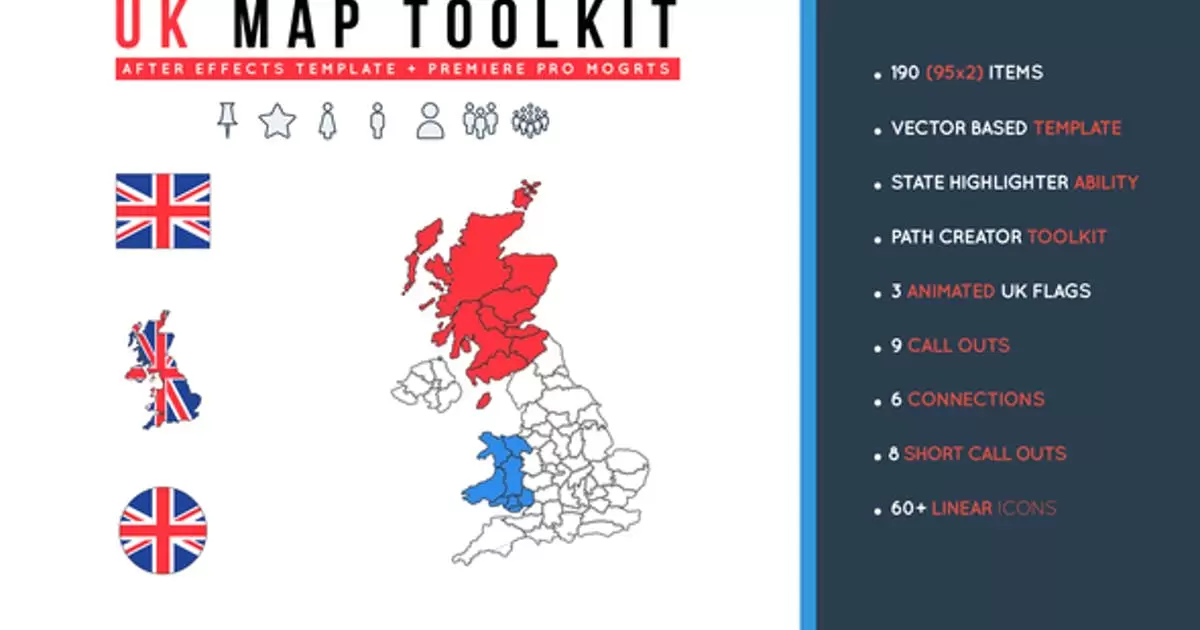 英国地图工具包AE视频模版UK Map Toolkit