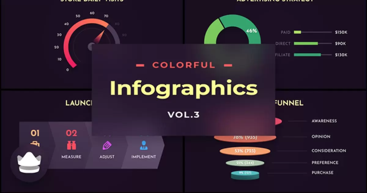 缩略图彩色信息图表第3卷AE视频模版Colorful Infographics Vol.3