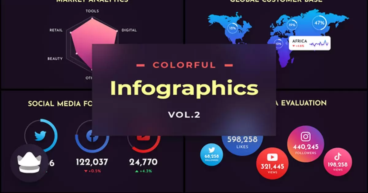 缩略图彩色信息图表第2卷AE视频模版Colorful Infographics Vol.2