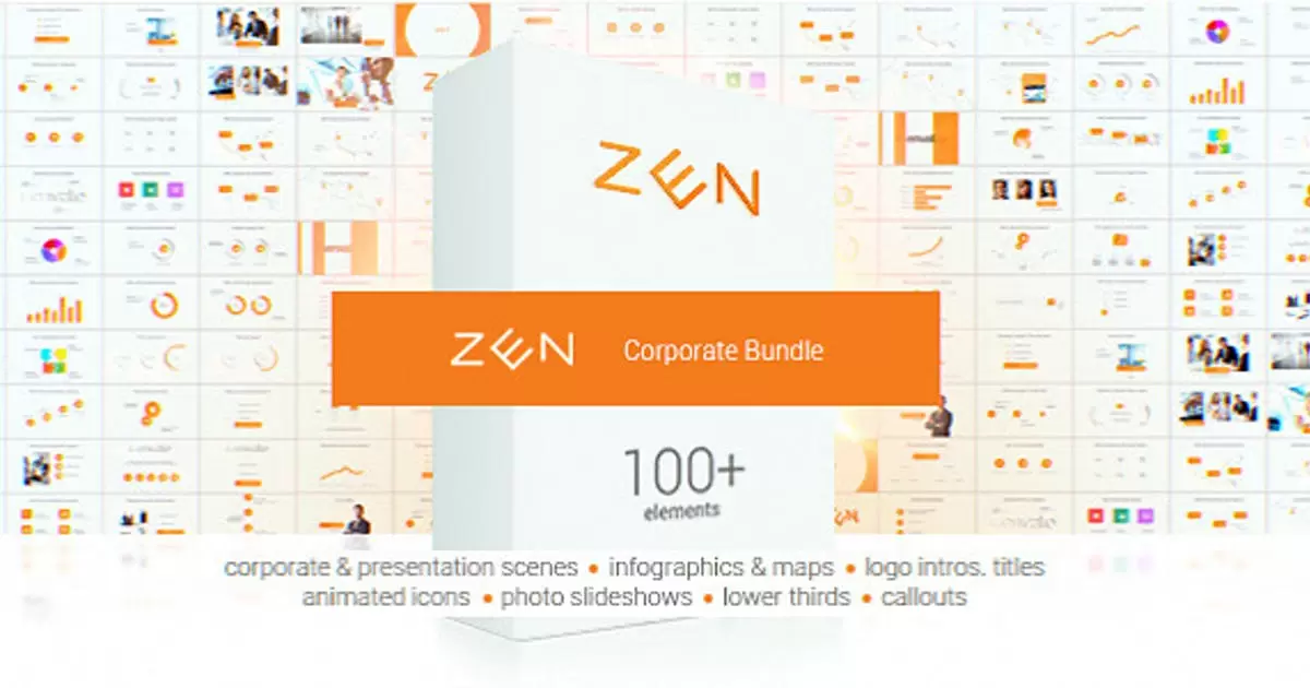 缩略图100+公司企业宣传数据动画演示包AE视频模版Zen Presentation Bundle