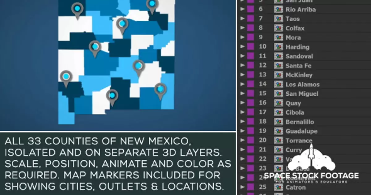 新墨西哥州地图套件AE视频模版New Mexico Map Kit
