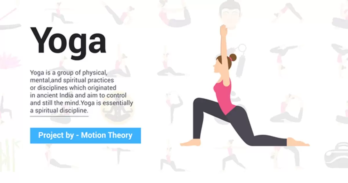 缩略图卡通瑜伽动作图标动画AE视频模版Yoga Icons