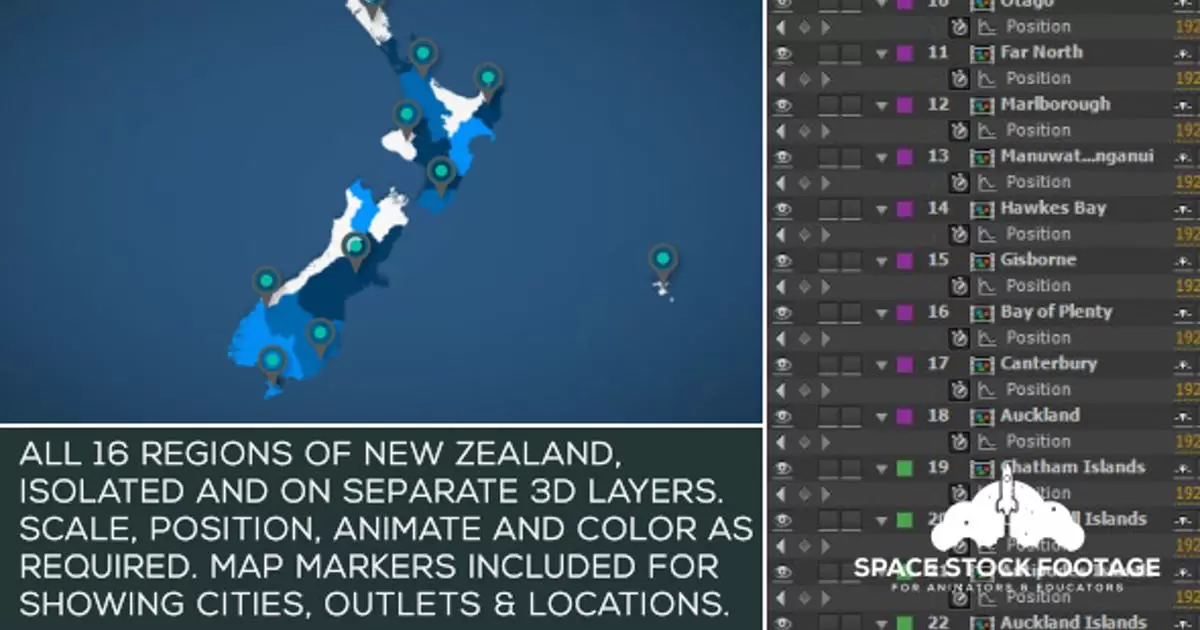 缩略图新西兰地图套件AE视频模版New Zealand Map Kit