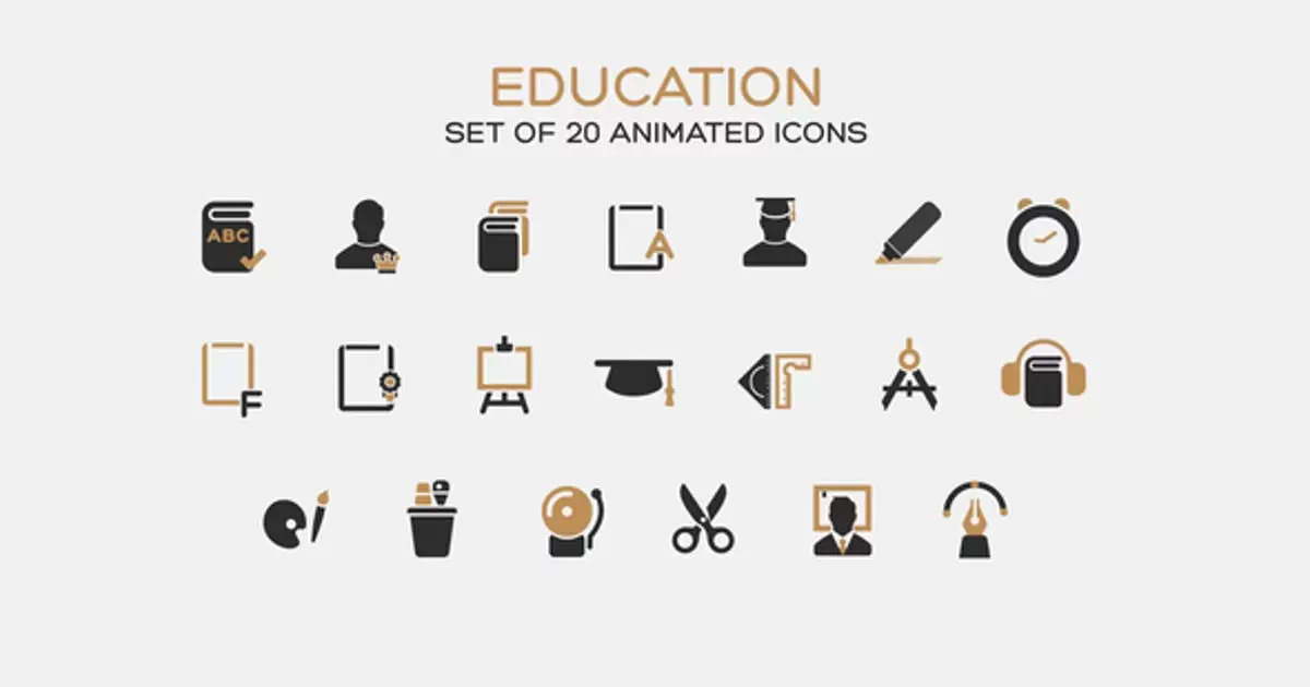 缩略图学校教育图标AE视频模版Education Icons