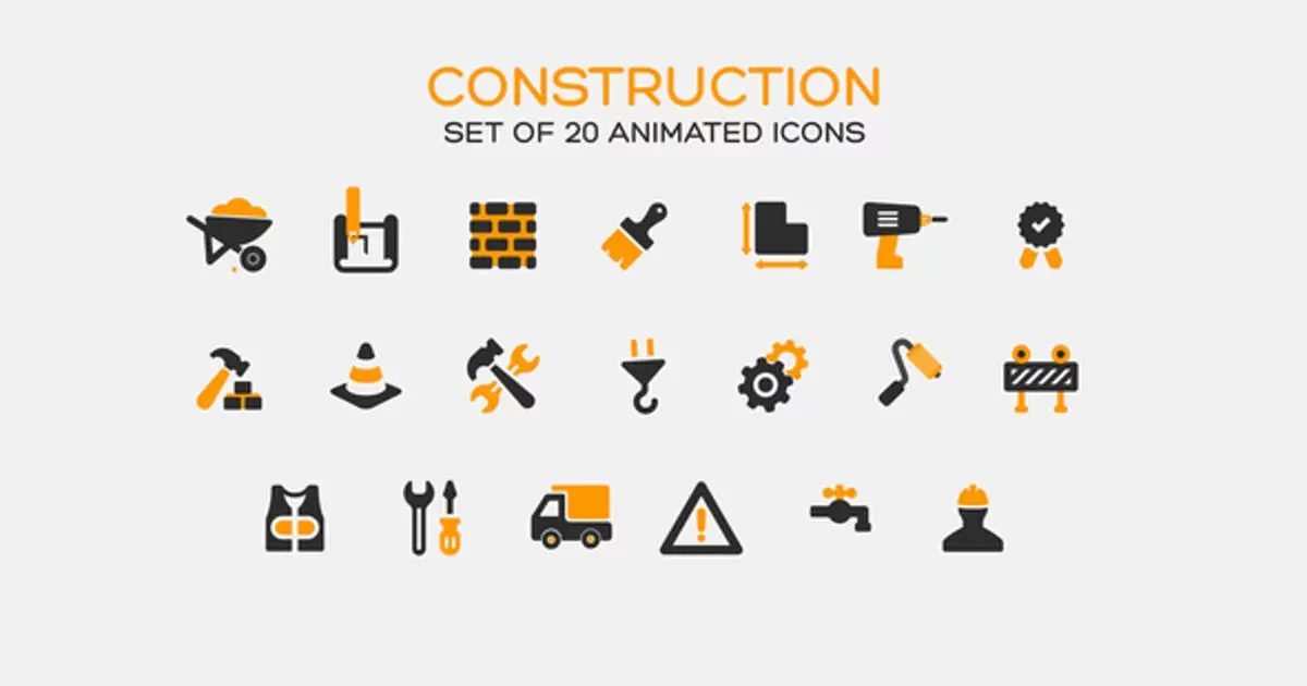 缩略图建筑工地施工图标AE视频模版Construction Icons