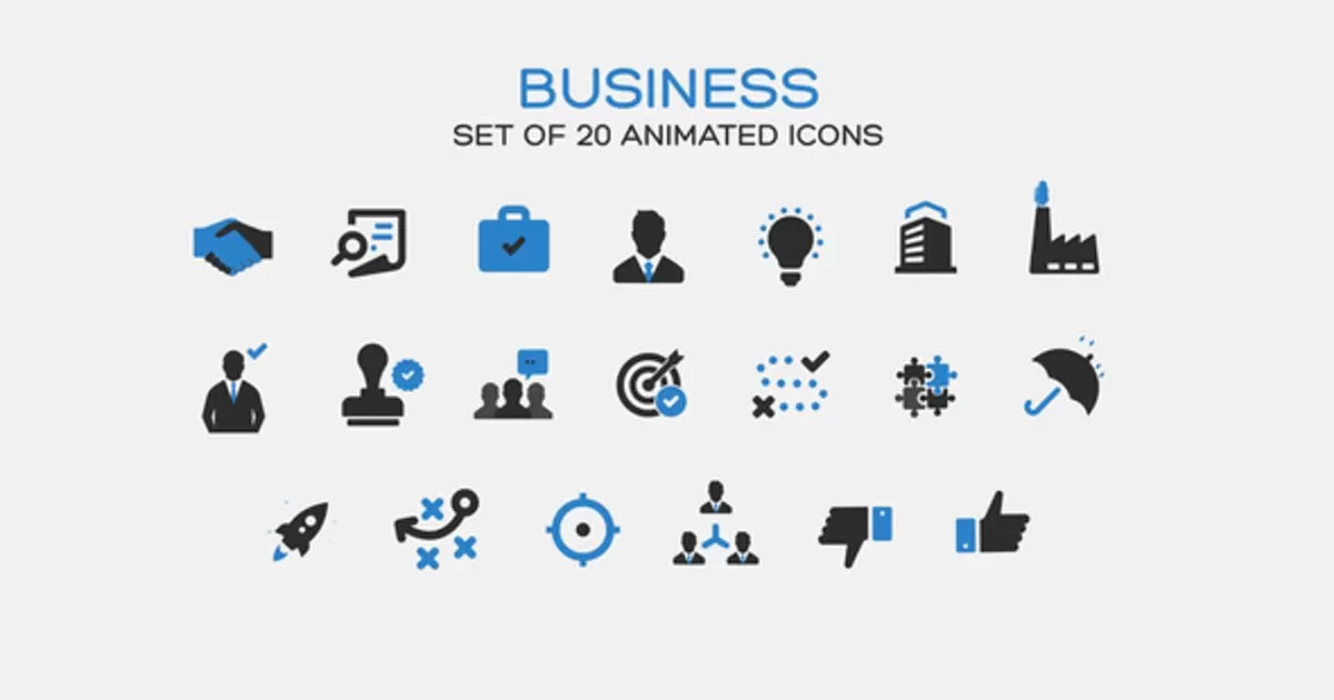 缩略图业务商务事项图标AE视频模版Business Icons