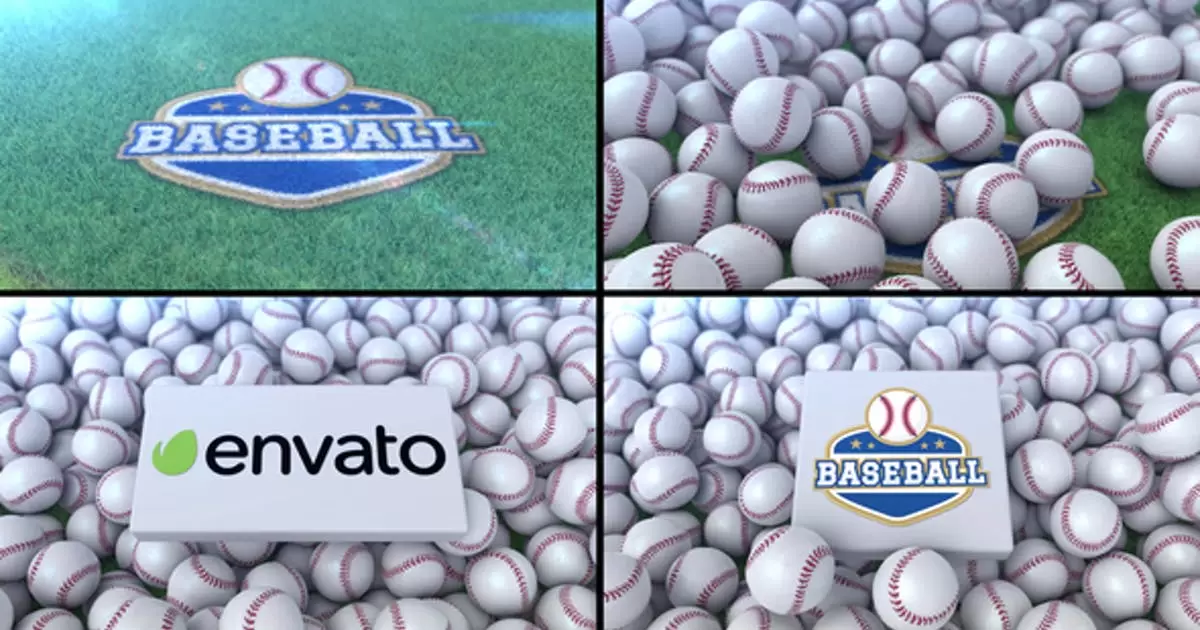棒球组成的运动logo标志显示2AE视频模版Baseball Logo Reveal 2