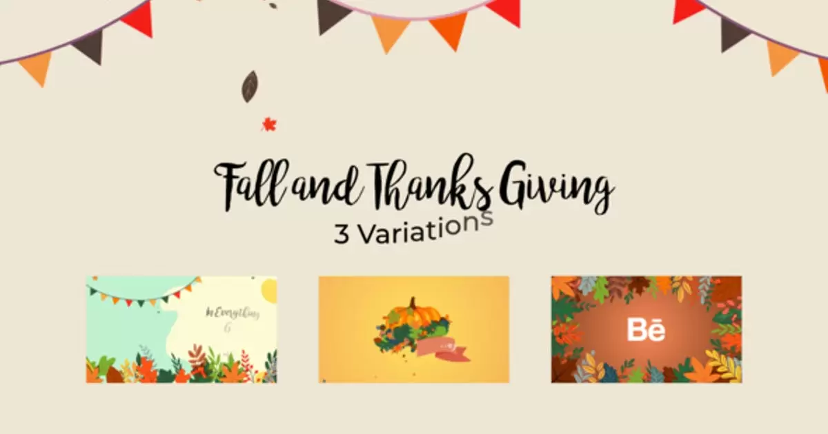 秋天和感恩节logo标志揭示AE模版Fall and Thanksgiving Reveal