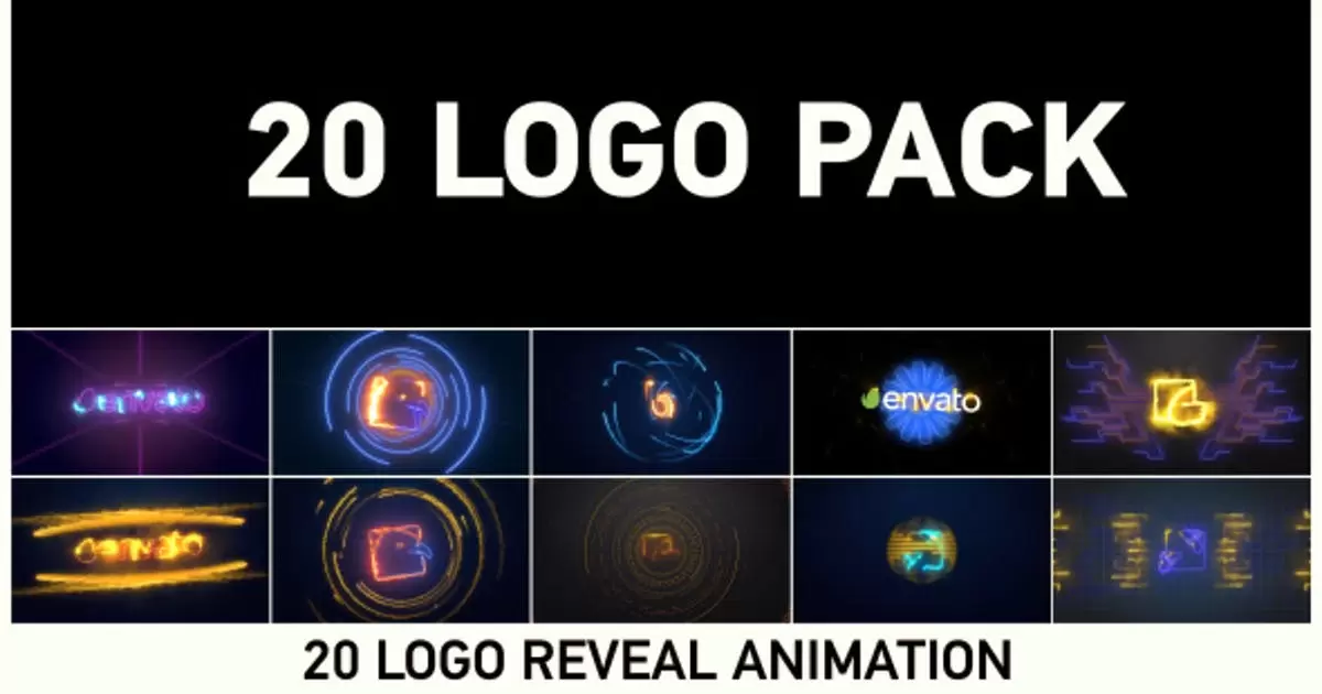 缩略图20个logo标志特效动画AE视频模版20 Logo Pack