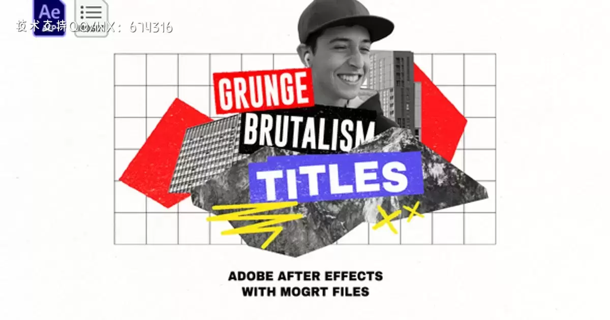 粗野主义文字包装头衔AE视频模版Grunge Brutalism Titles