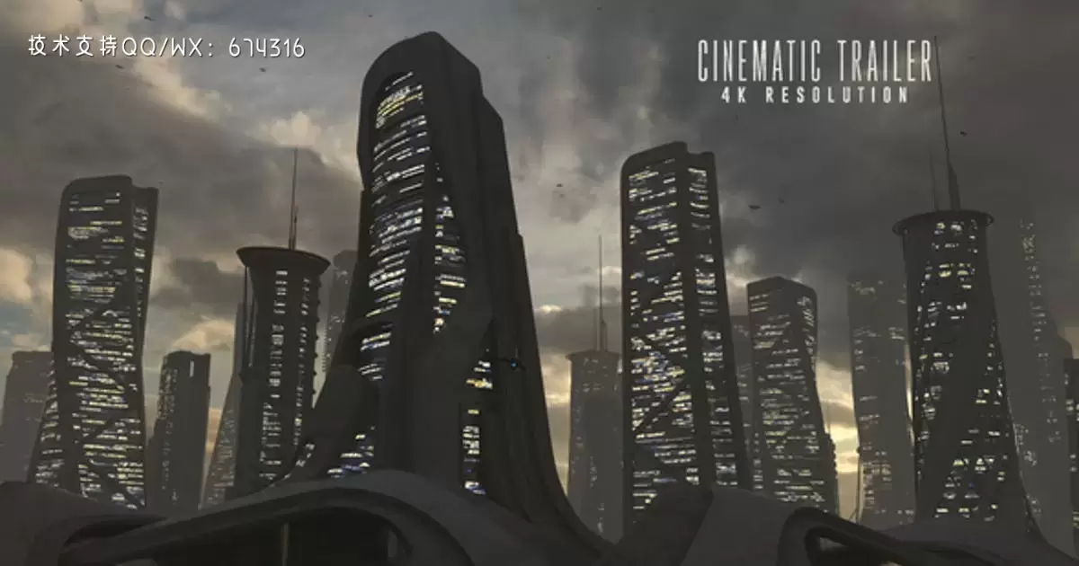 缩略图未来主义城市头衔字幕条AE视频模版Futuristic City Titles