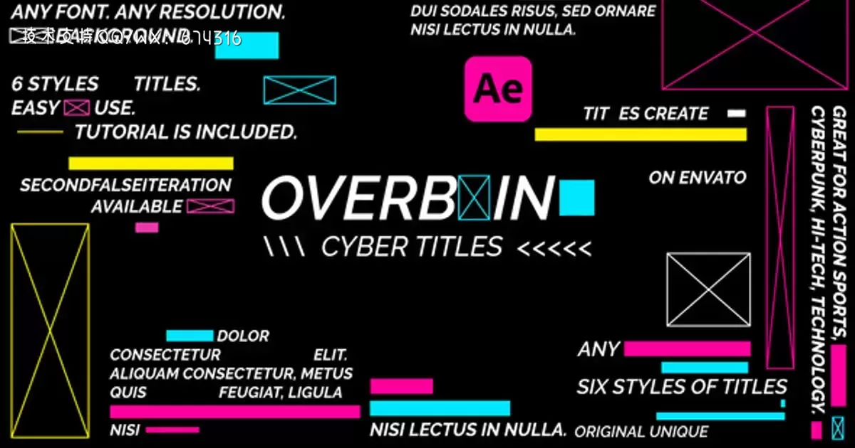 缩略图别眨眼网络标题特效文字来了AE视频模版Overblink – Cyber Titles | After Effects