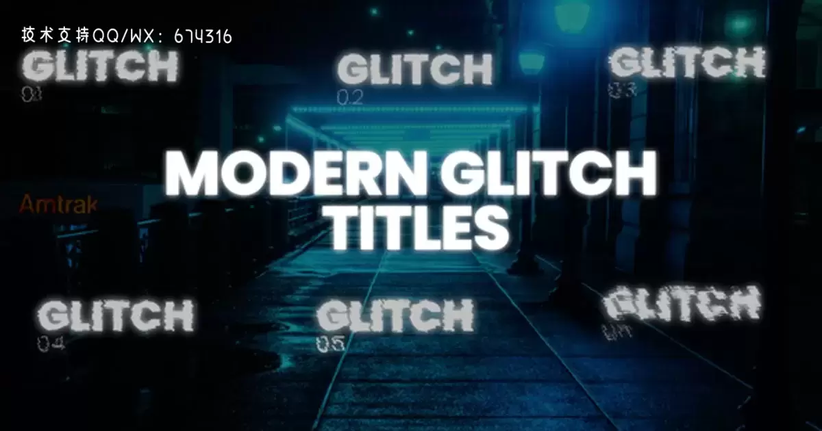缩略图现代故障标题文字动画AE视频模版Modern glitch titles