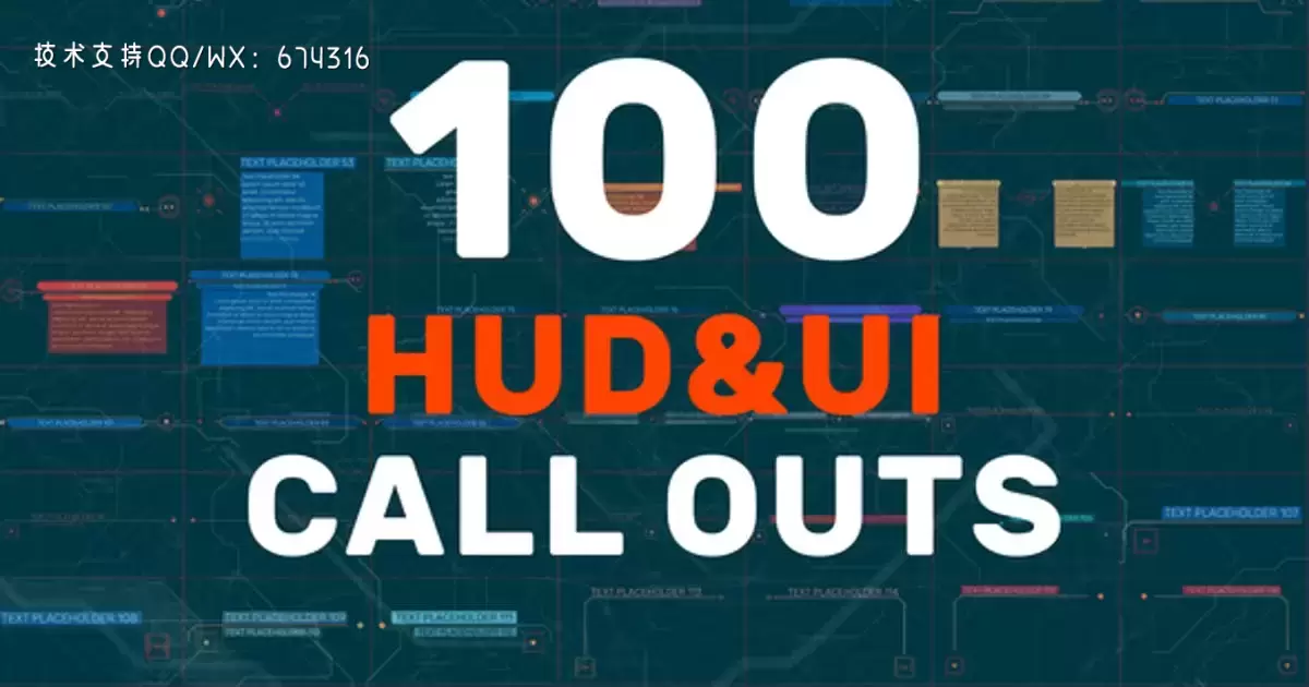 缩略图100 HUD UI调用科技元素AE视频模版100 HUD UI Call Outs