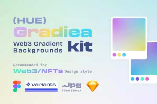 高品质的时尚高端专业的Gradiea Kit – Web3 (Hue Ver.)渐变背景大集合-FIG, SKETCH, JPG下载