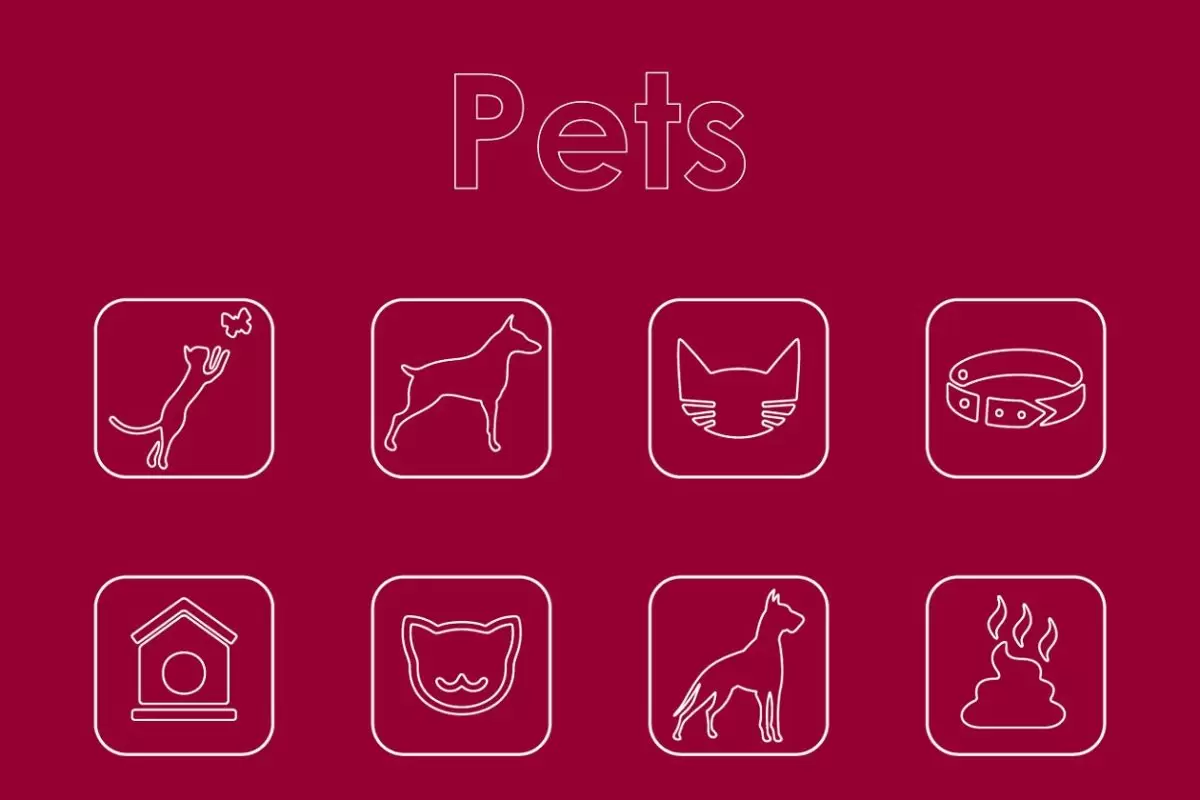宠物图标素材 Set of pets simple icons下载