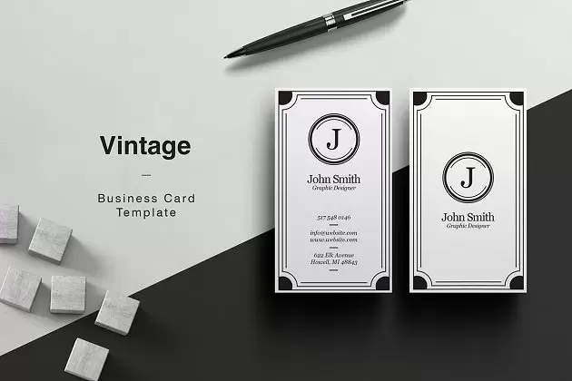 高端复古名片模板 Vintage Business Card下载