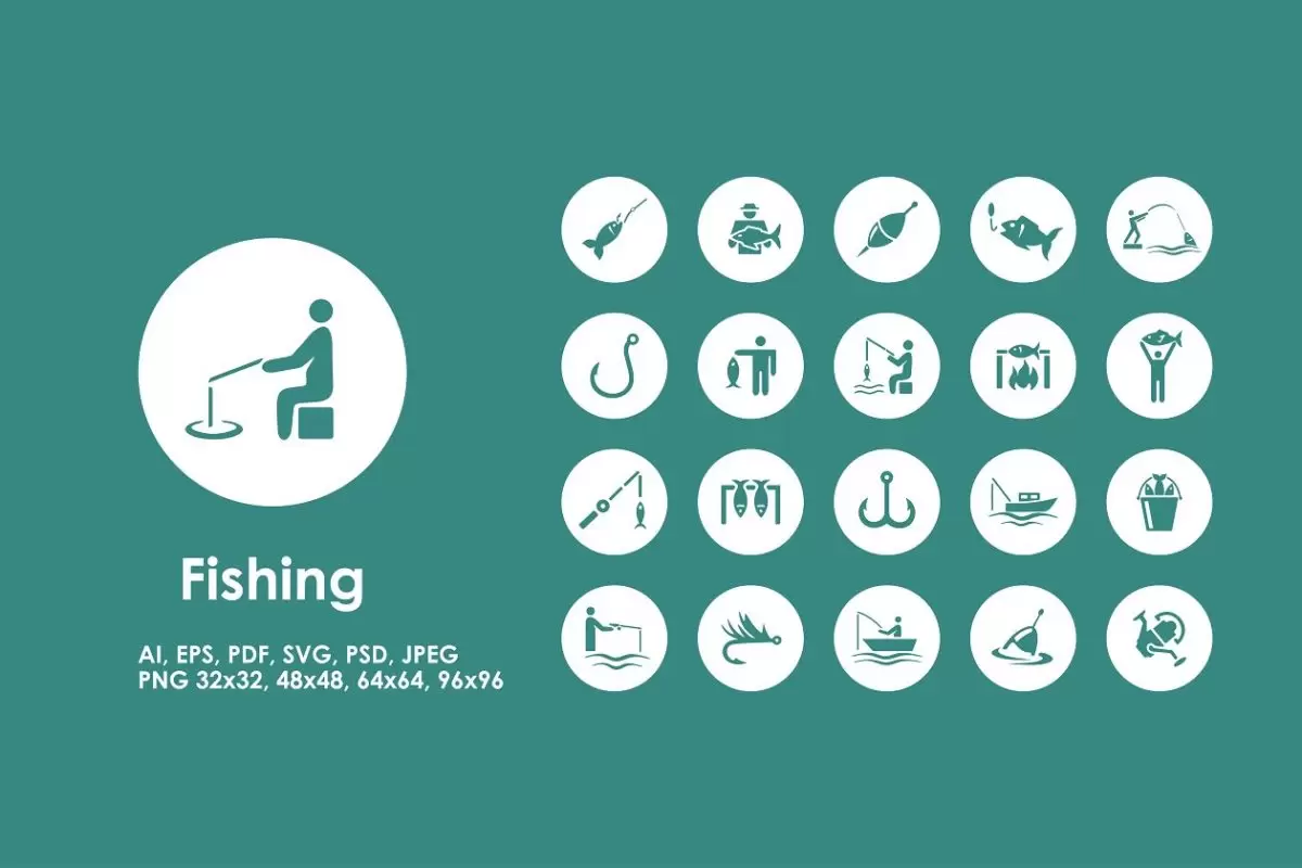 钓鱼图标素材 Fishing icons下载