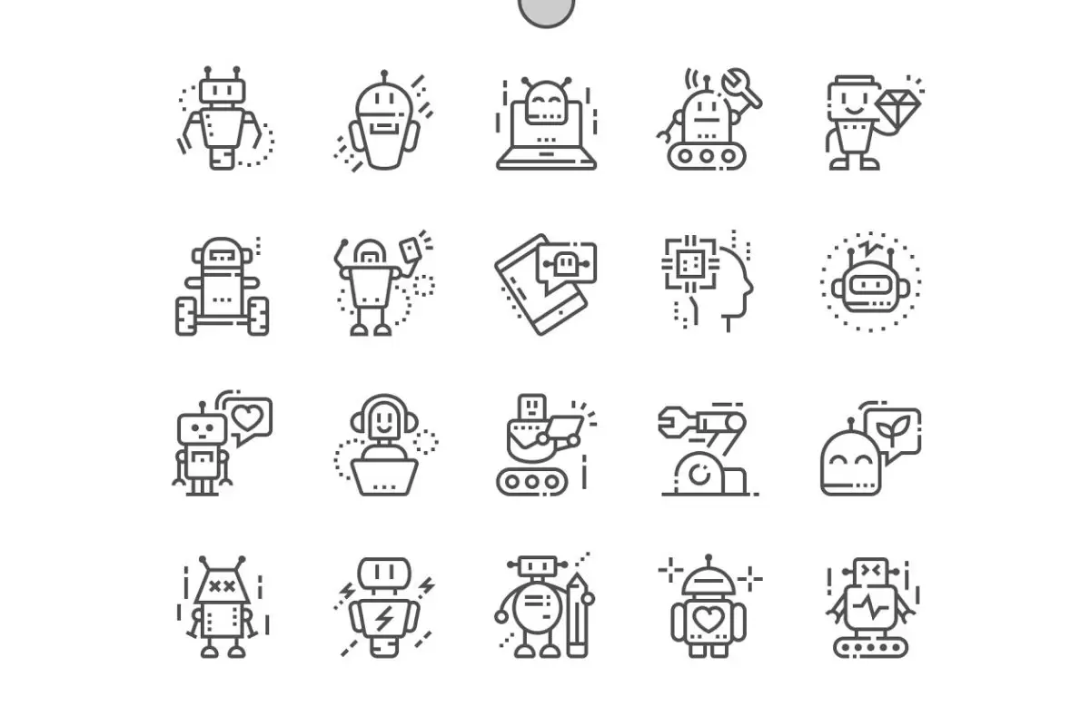 机器人细线图标 Robots Line Icons下载