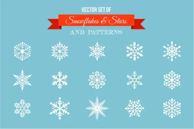 雪花矢量图标 Snowflakes – stars icons & patterns下载