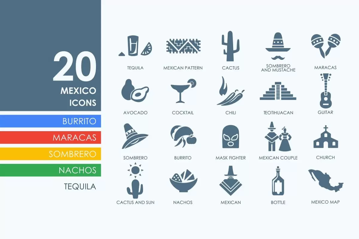 墨西哥矢量图标素材 20 Mexico icons下载