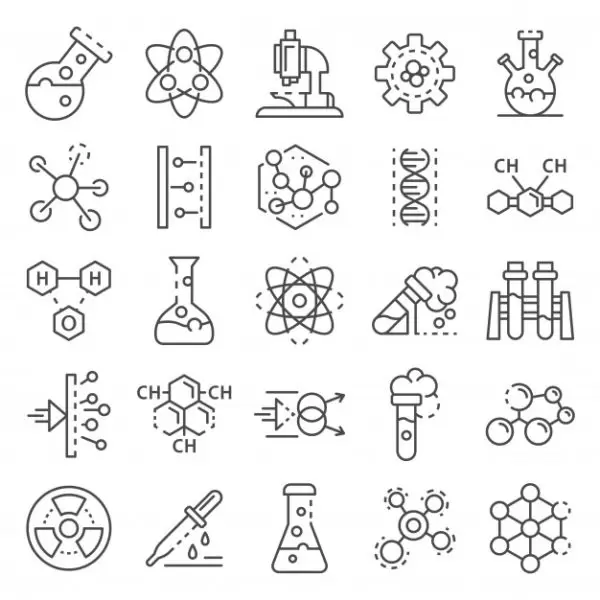 化学实验室用品图标集Chemistry lab icon set. outline set of chemistry lab vector icons | Premium Vector下载