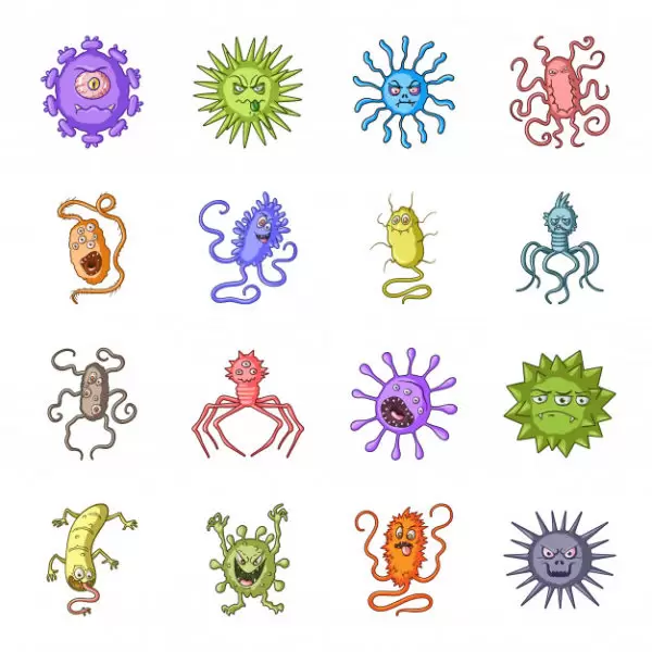 卡通病毒细菌图标插画下载