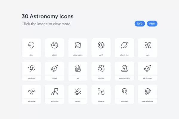 高端清新天文图标icon设计模板-SVG, PNG下载