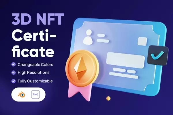 3D NFT证书图标 (PNG,Blend)下载
