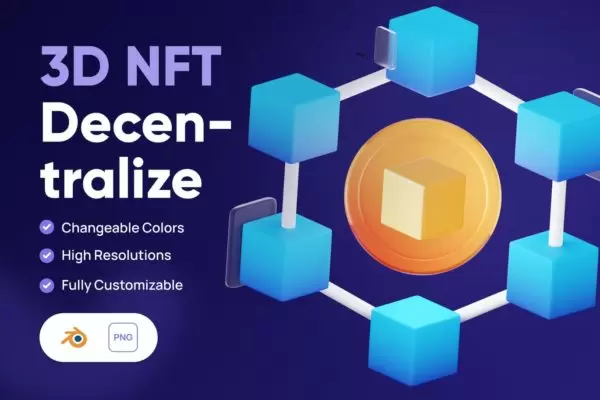 3D NFT分散图标 (PNG,Blend)下载