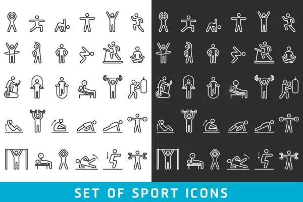 时尚清新健身锻炼线性图标icon集合-AI, EPS, JPG, PSD, PNG下载