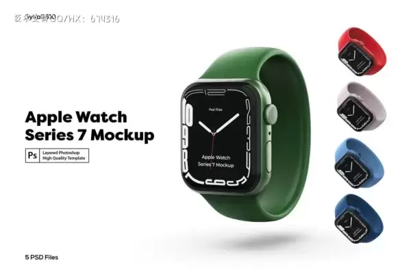 Apple Watch苹果智能手表样机 (PSD,JPG)