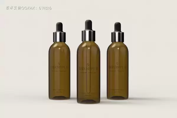 琥珀滴管瓶标签品牌设计样机 (PSD)下载