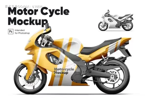 摩托车车身广告设计样机模板 (PSD)下载