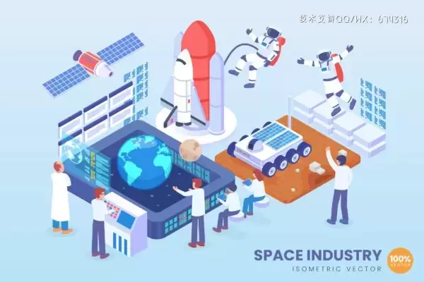2.5D太空产业概念插画素材下载[Ai]下载