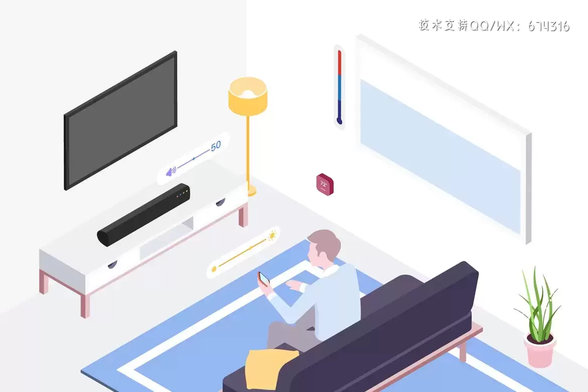 时尚高端简约的2.5D等轴等距banner海报英雄标题智能家居设计模板（AI）vol.12下载