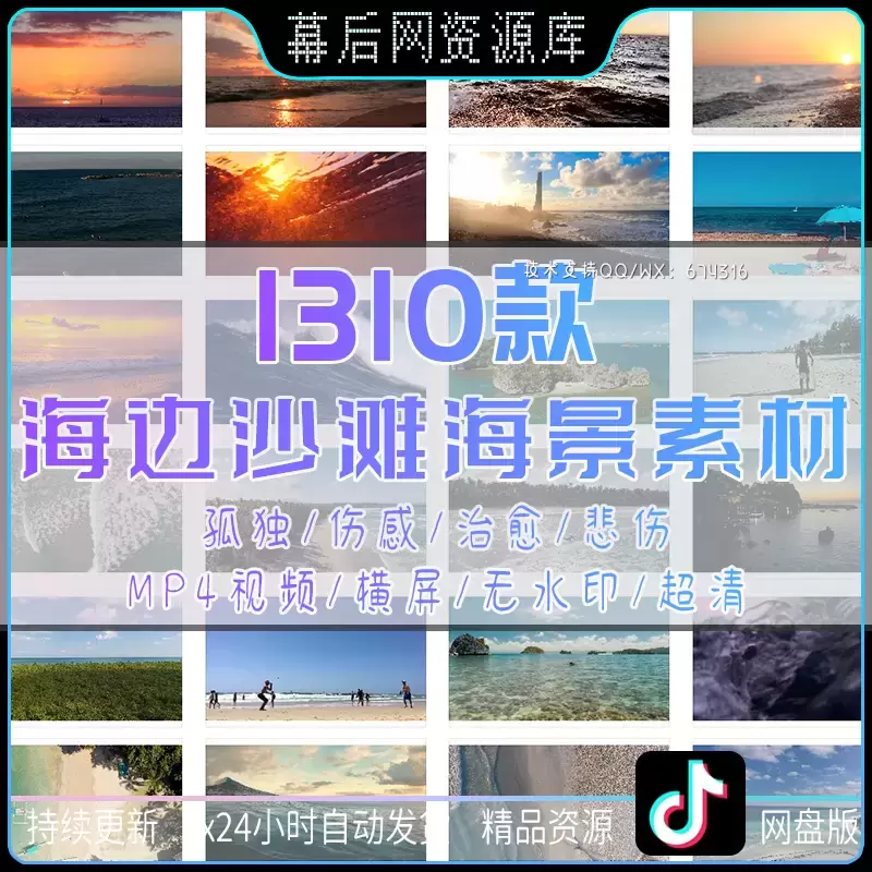 1310款海景海边沙滩4K竖屏夕阳黄昏短视频素材打包