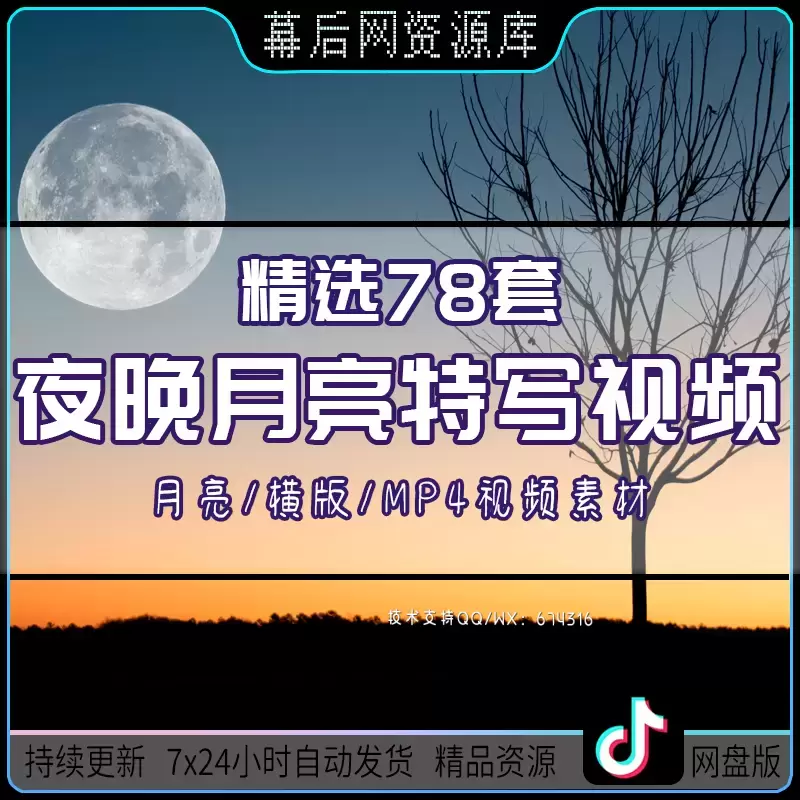 78+套夜空月亮圆月大月亮随风飘动短视频素材打包