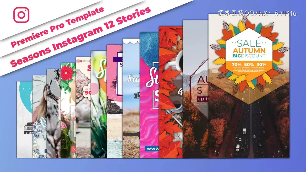 12个四季效果Instagrampr促销动态模板视频下载