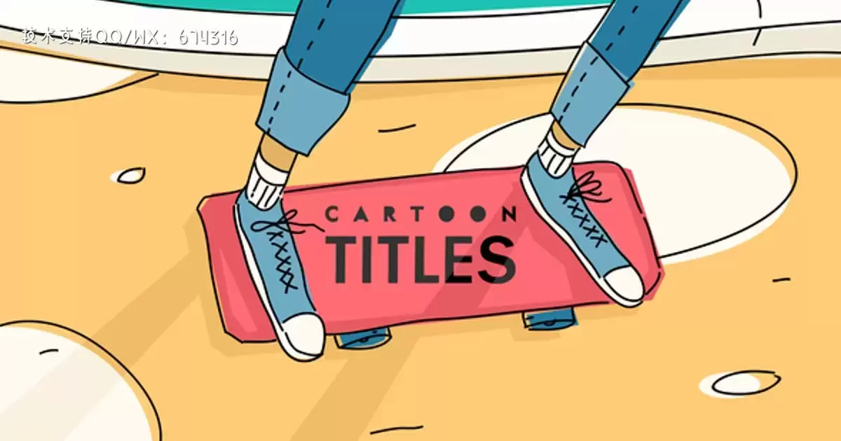 卡通标题滑板动画AE视频模版Cartoon Titles