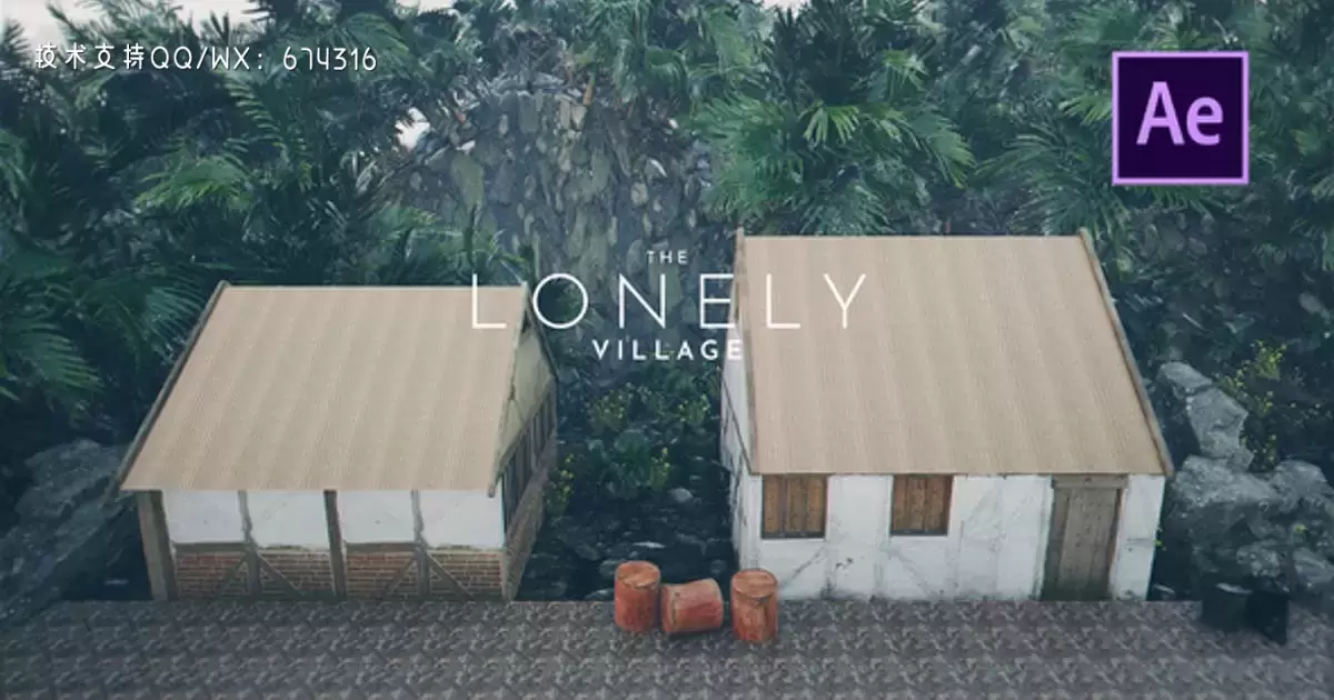 孤独的村庄简单文字AE视频模版The Lonely Village