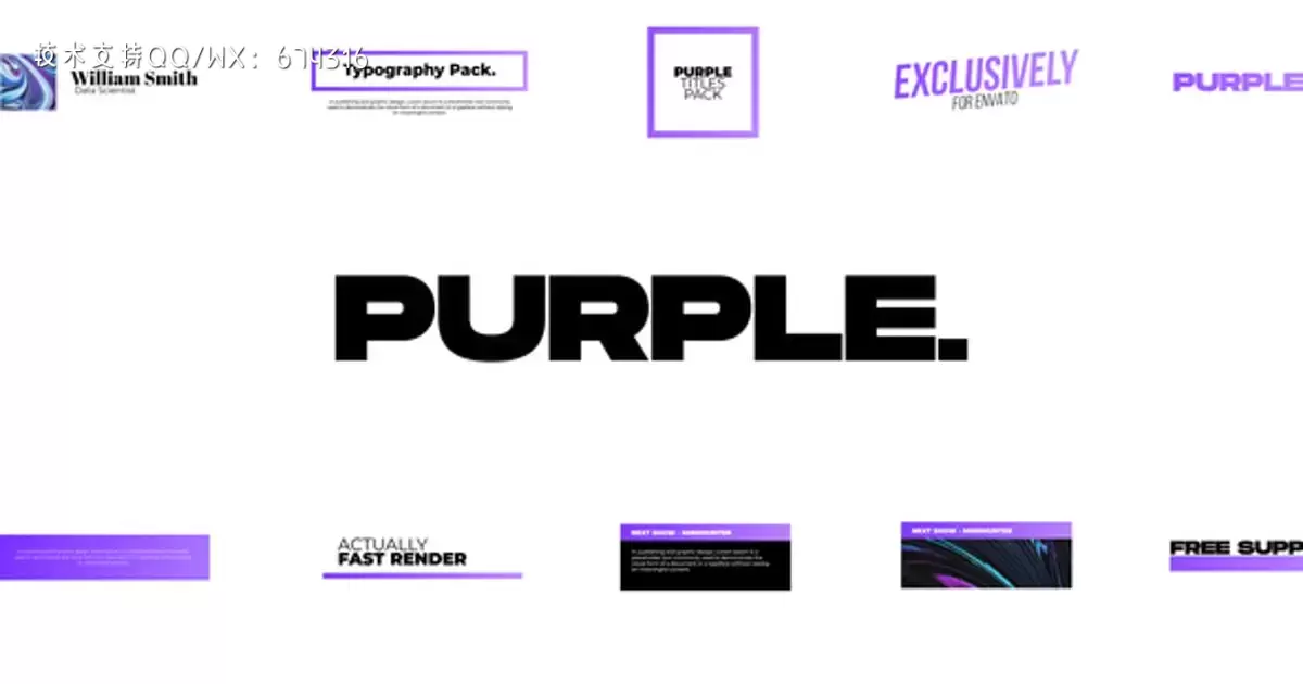紫色文字动画标题包AE视频模版Purple. – Titles Pack