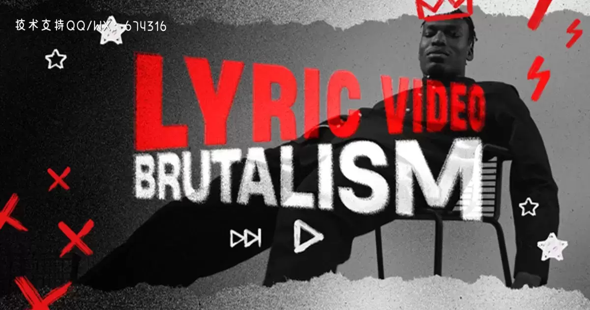 大标题粗野主义排版AE视频模版Lyric Video // Brutalism Typography