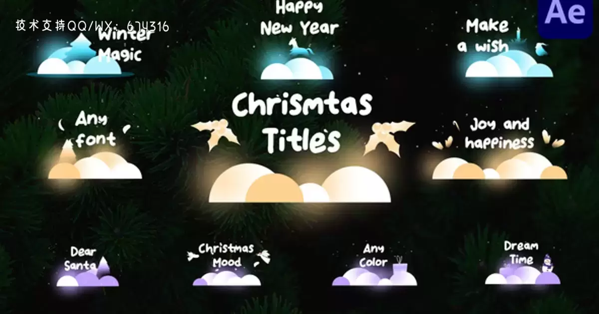 缩略图圣诞节后的标题AE视频模版Christmas Titles for After Effects