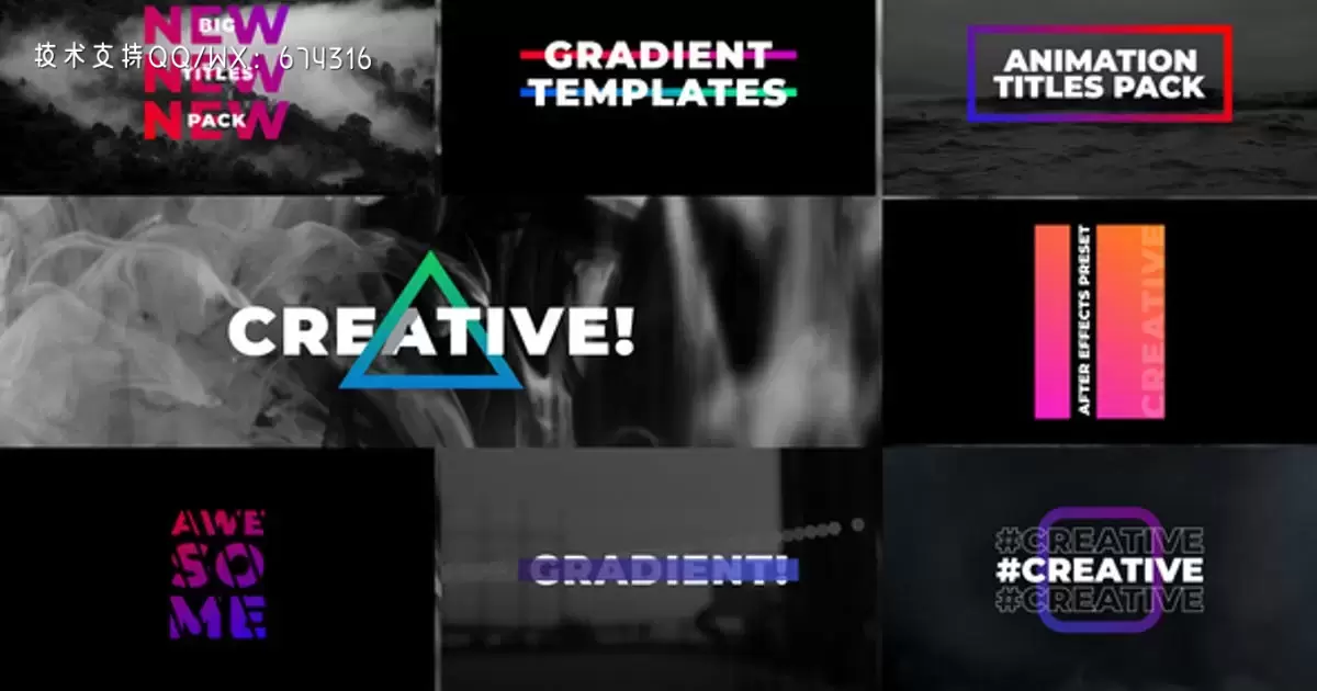 缩略图渐变标题文字动画AE视频模版Gradient Titles | After Effects