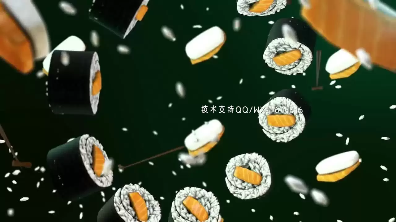 寿司食品创意动画LOGO标志AE模板视频下载
