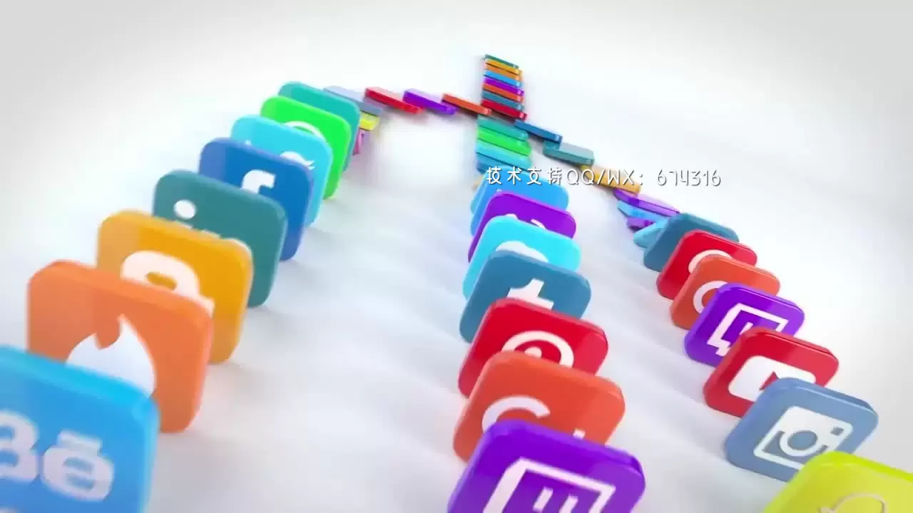 logo彩色多米诺骨牌标志AE模板视频下载(含音频)